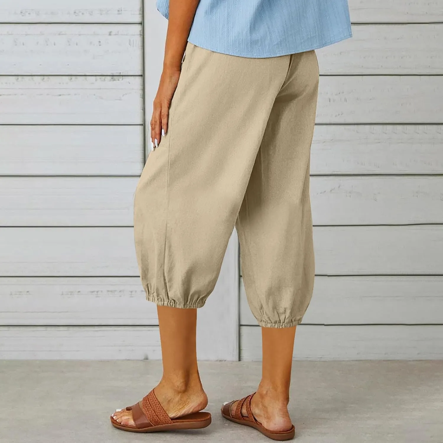 Linen Pants Women Capri Straight Leg Palazzo Pants Beach Trousers for Women Plus Size2 025 High Waisted Trousers