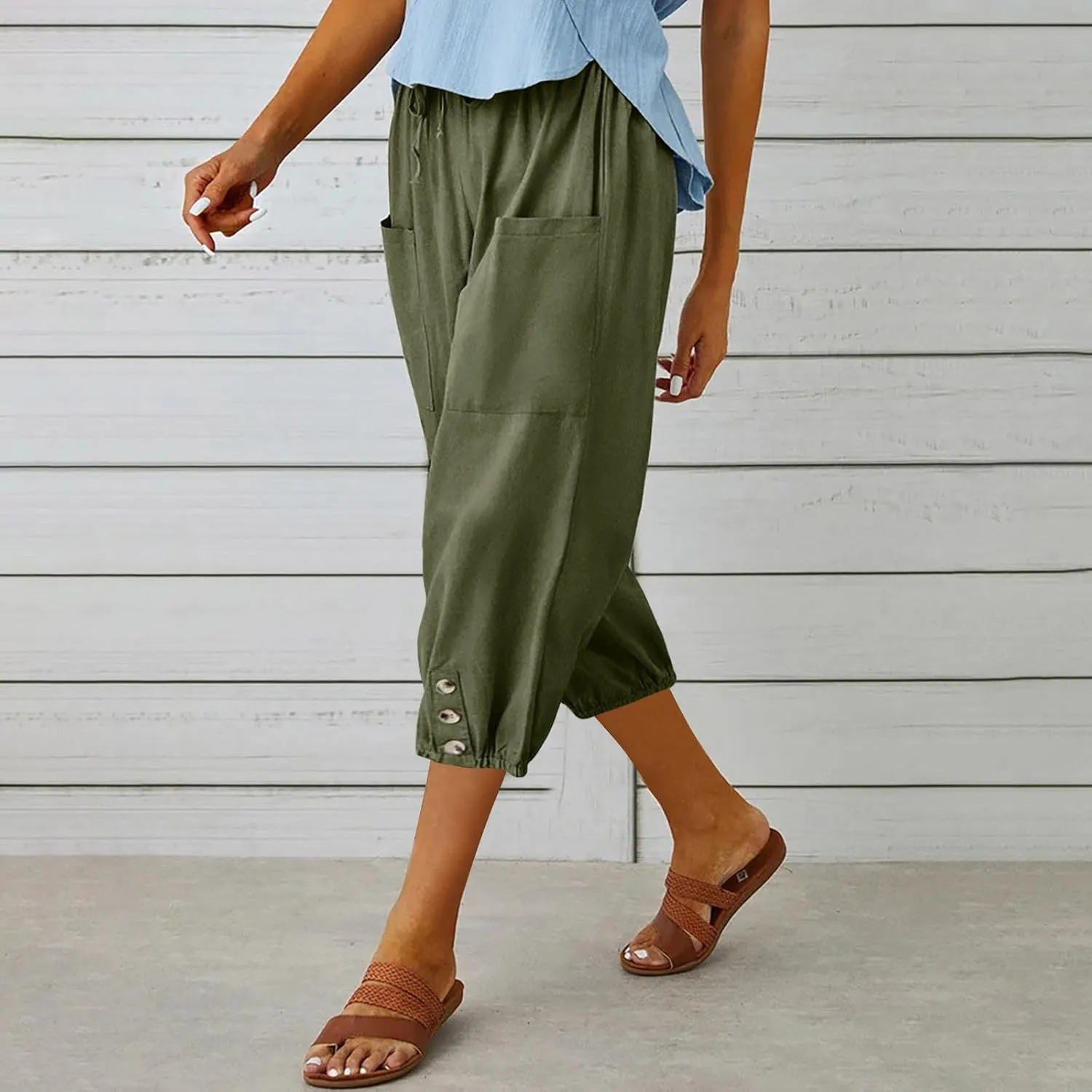 Linen Pants Women Capri Straight Leg Palazzo Pants Beach Trousers for Women Plus Size2 025 High Waisted Trousers