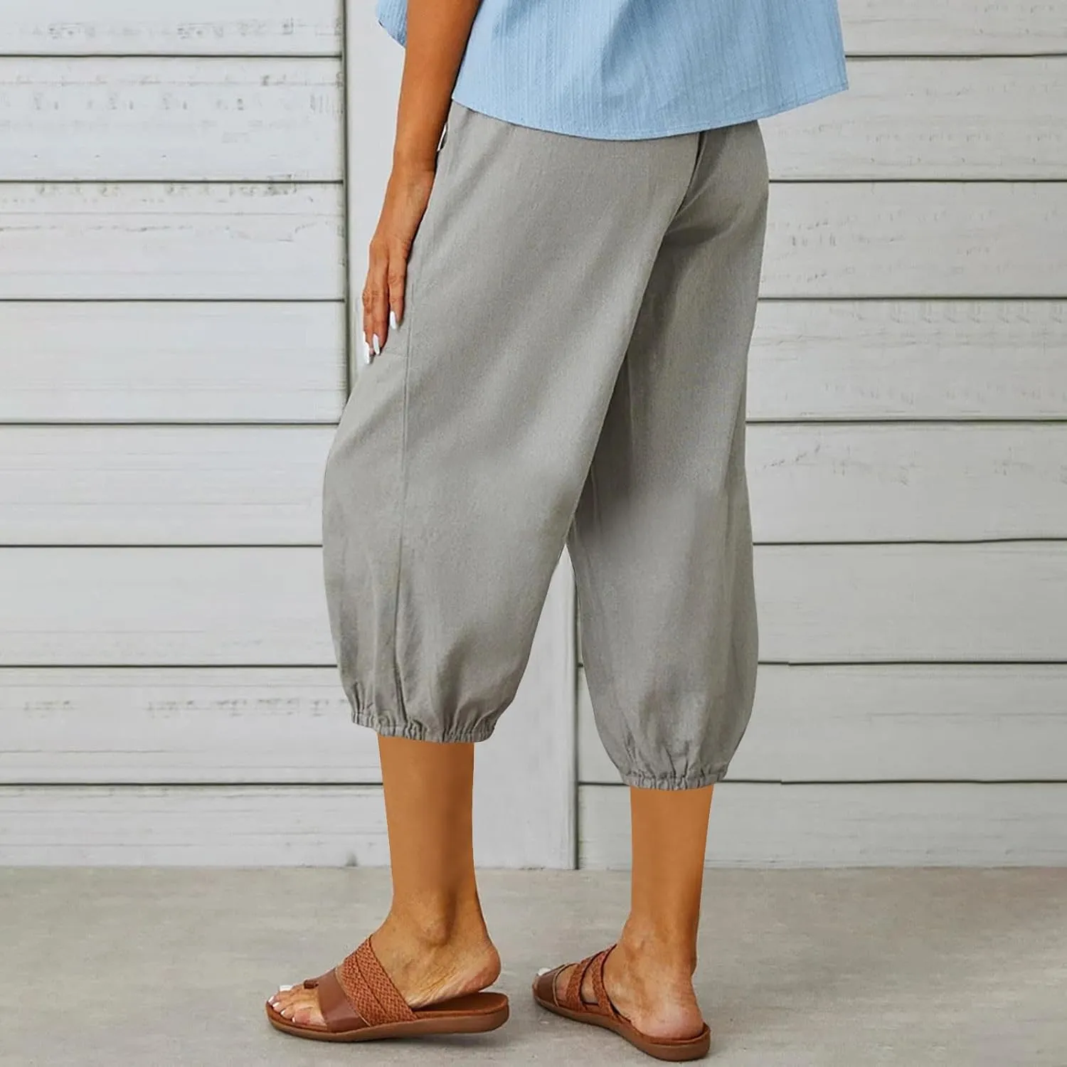 Linen Pants Women Capri Straight Leg Palazzo Pants Beach Trousers for Women Plus Size2 025 High Waisted Trousers