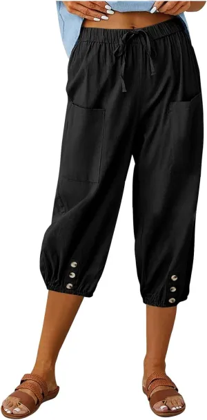 Linen Pants Women Capri Straight Leg Palazzo Pants Beach Trousers for Women Plus Size2 025 High Waisted Trousers