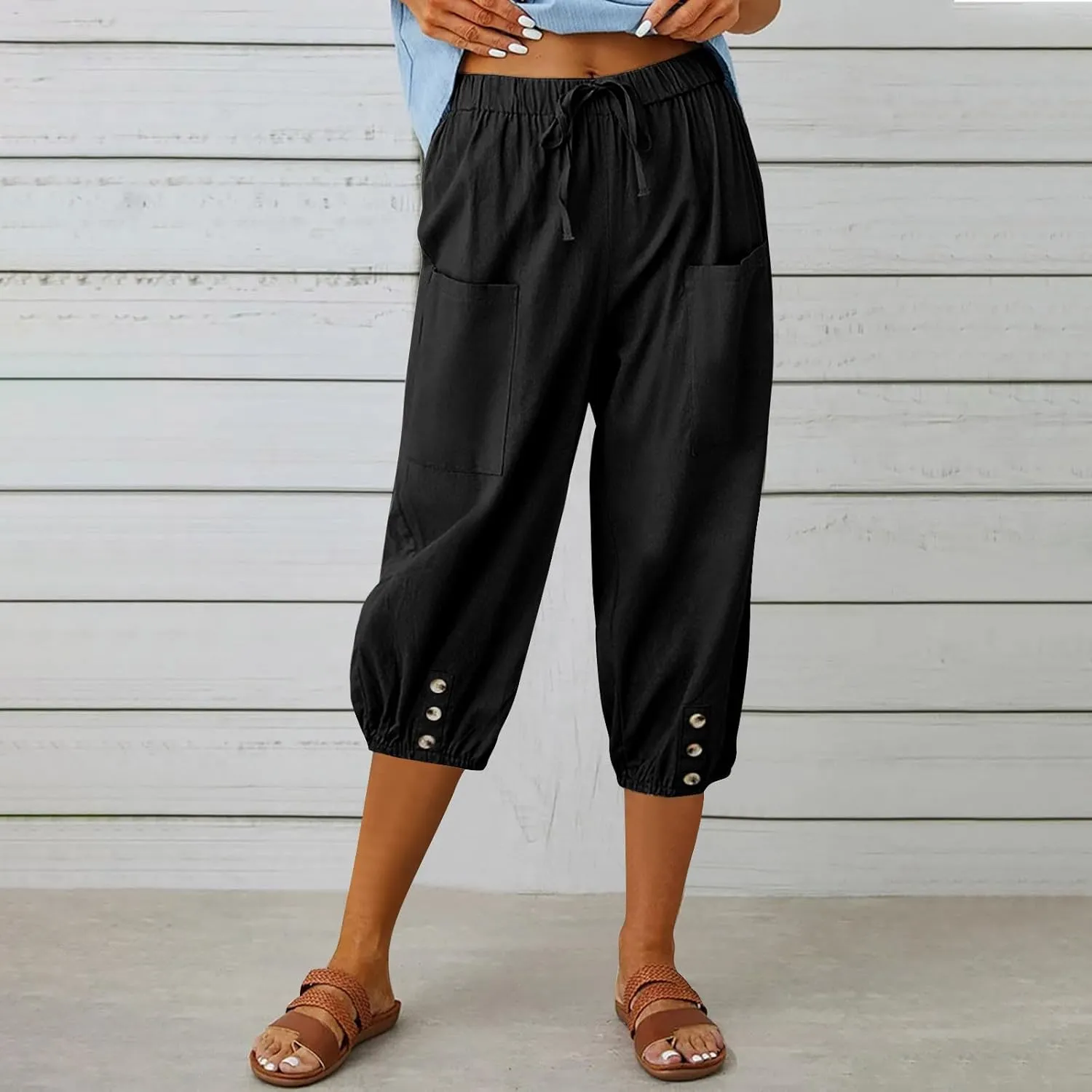 Linen Pants Women Capri Straight Leg Palazzo Pants Beach Trousers for Women Plus Size2 025 High Waisted Trousers