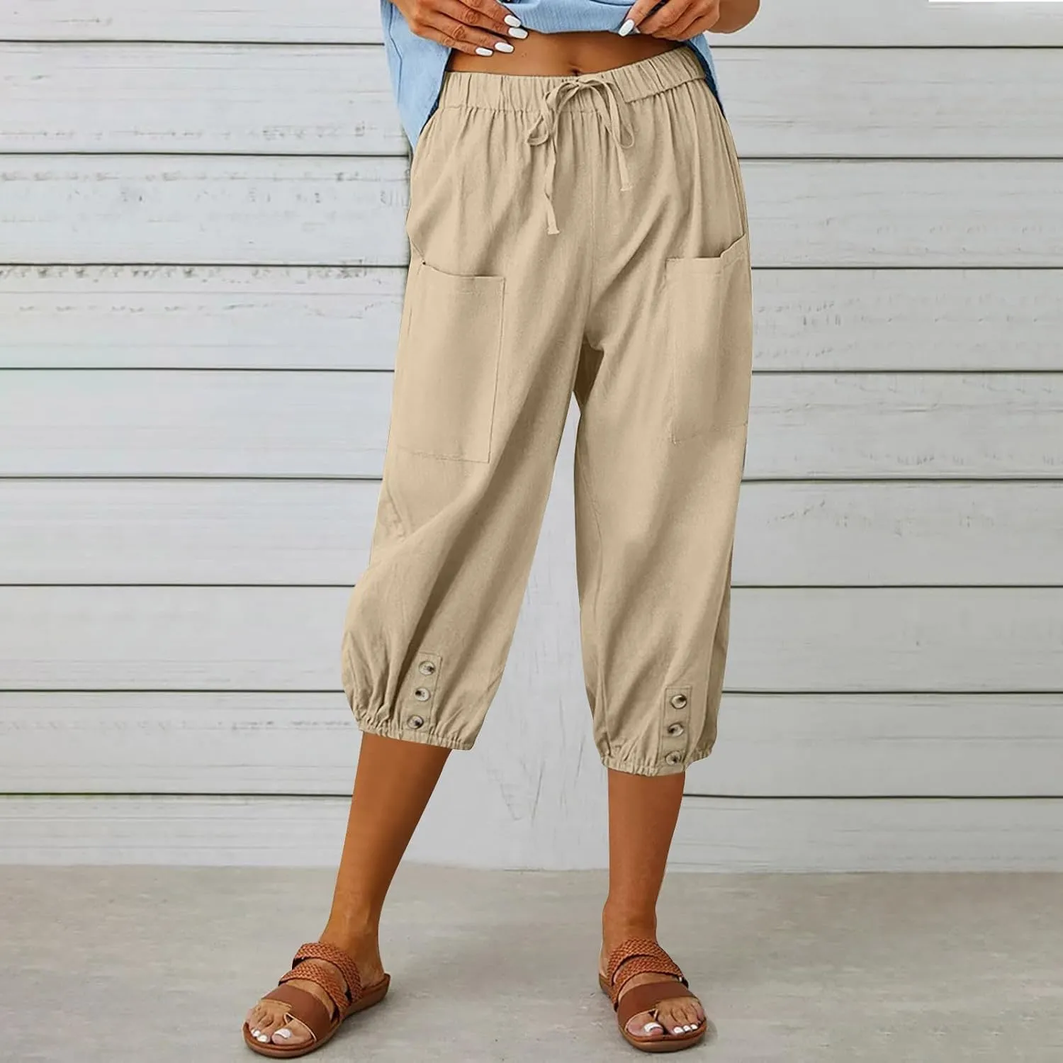 Linen Pants Women Capri Straight Leg Palazzo Pants Beach Trousers for Women Plus Size2 025 High Waisted Trousers