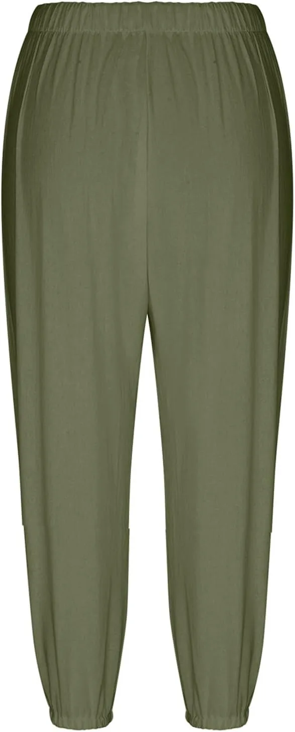 Linen Pants Women Capri Straight Leg Palazzo Pants Beach Trousers for Women Plus Size2 025 High Waisted Trousers
