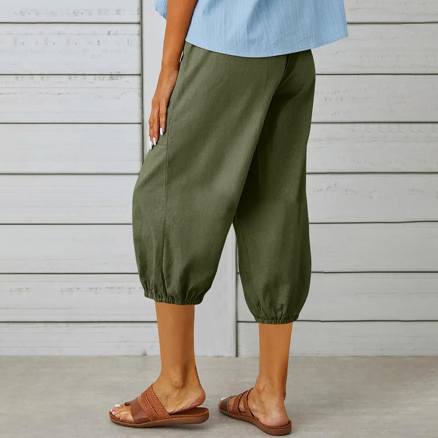Linen Pants Women Capri Straight Leg Palazzo Pants Beach Trousers for Women Plus Size2 025 High Waisted Trousers