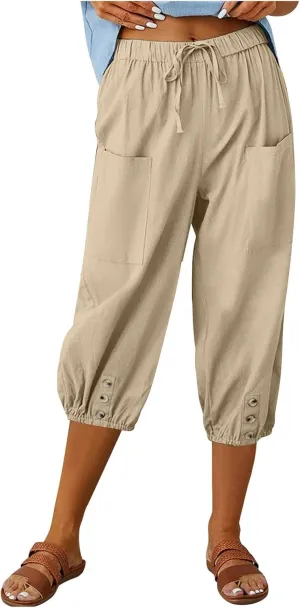 Linen Pants Women Capri Straight Leg Palazzo Pants Beach Trousers for Women Plus Size2 025 High Waisted Trousers