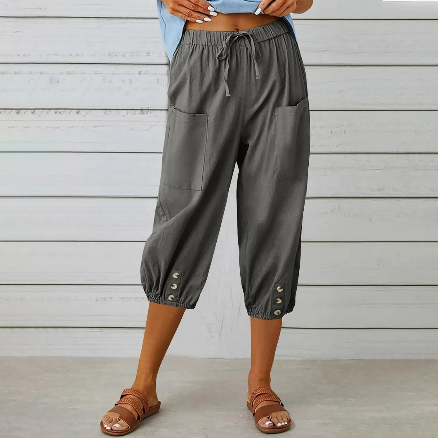 Linen Pants Women Capri Straight Leg Palazzo Pants Beach Trousers for Women Plus Size2 025 High Waisted Trousers