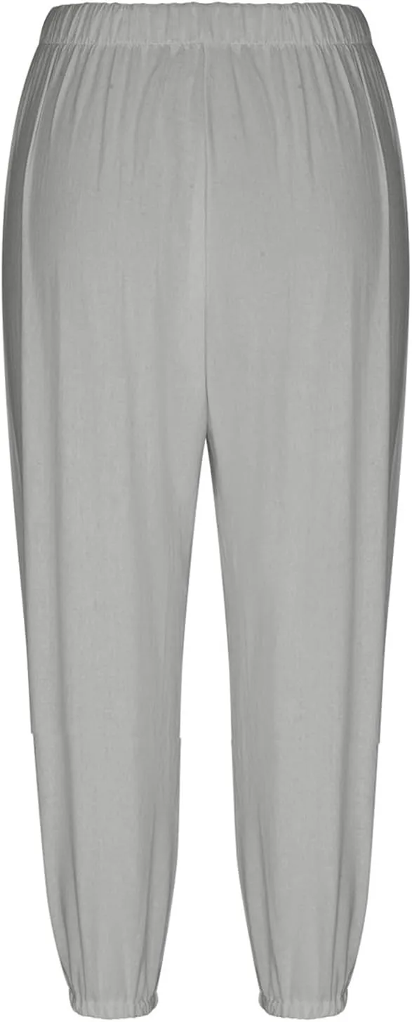 Linen Pants Women Capri Straight Leg Palazzo Pants Beach Trousers for Women Plus Size2 025 High Waisted Trousers