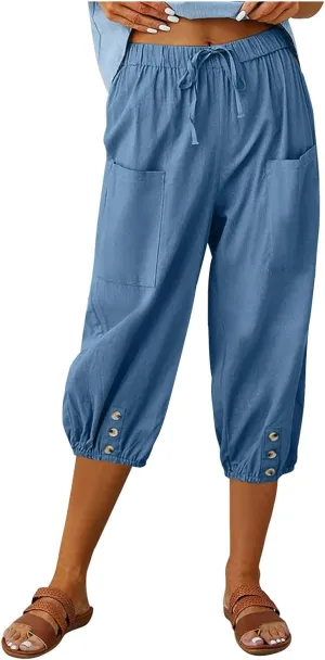 Linen Pants Women Capri Straight Leg Palazzo Pants Beach Trousers for Women Plus Size2 025 High Waisted Trousers