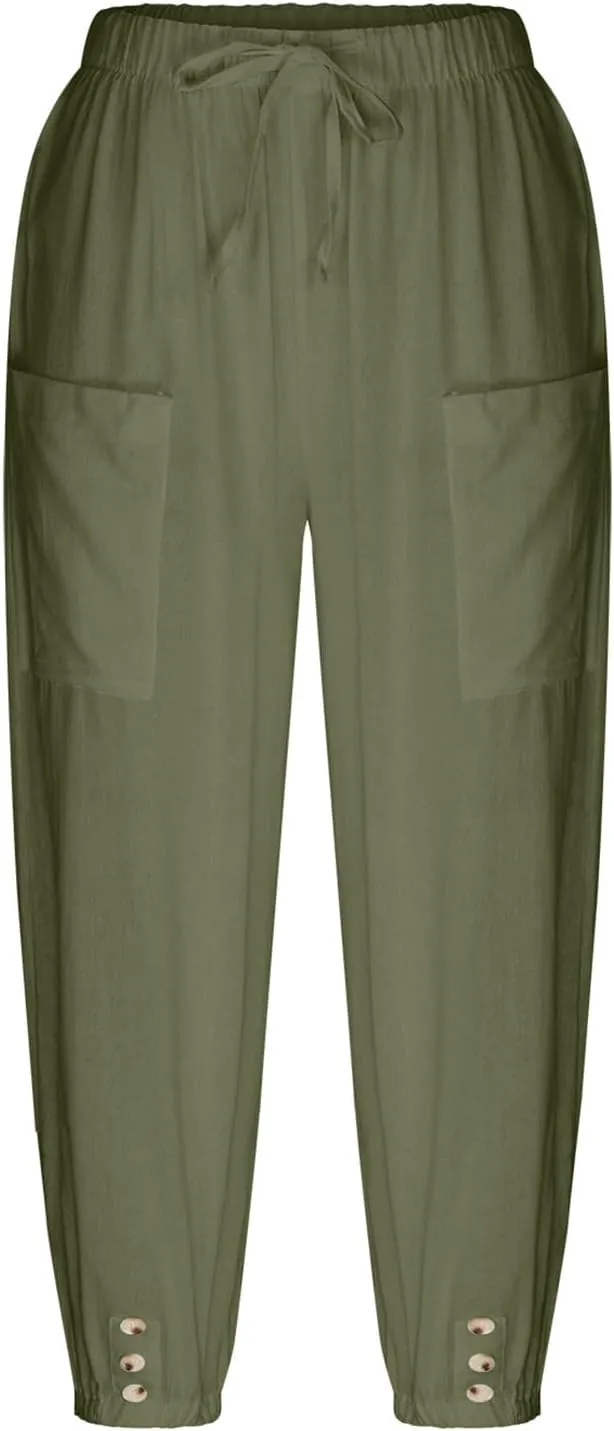 Linen Pants Women Capri Straight Leg Palazzo Pants Beach Trousers for Women Plus Size2 025 High Waisted Trousers