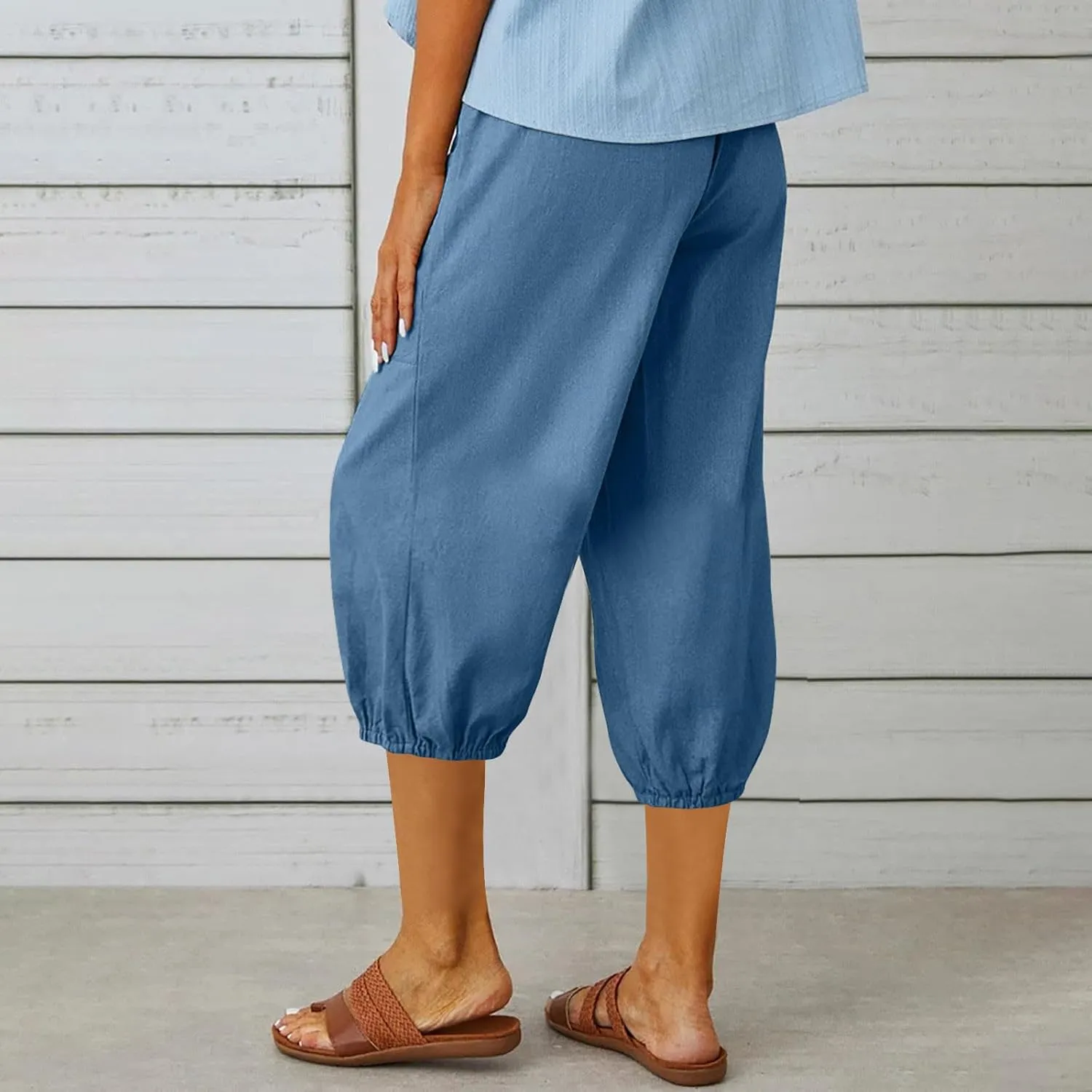Linen Pants Women Capri Straight Leg Palazzo Pants Beach Trousers for Women Plus Size2 025 High Waisted Trousers