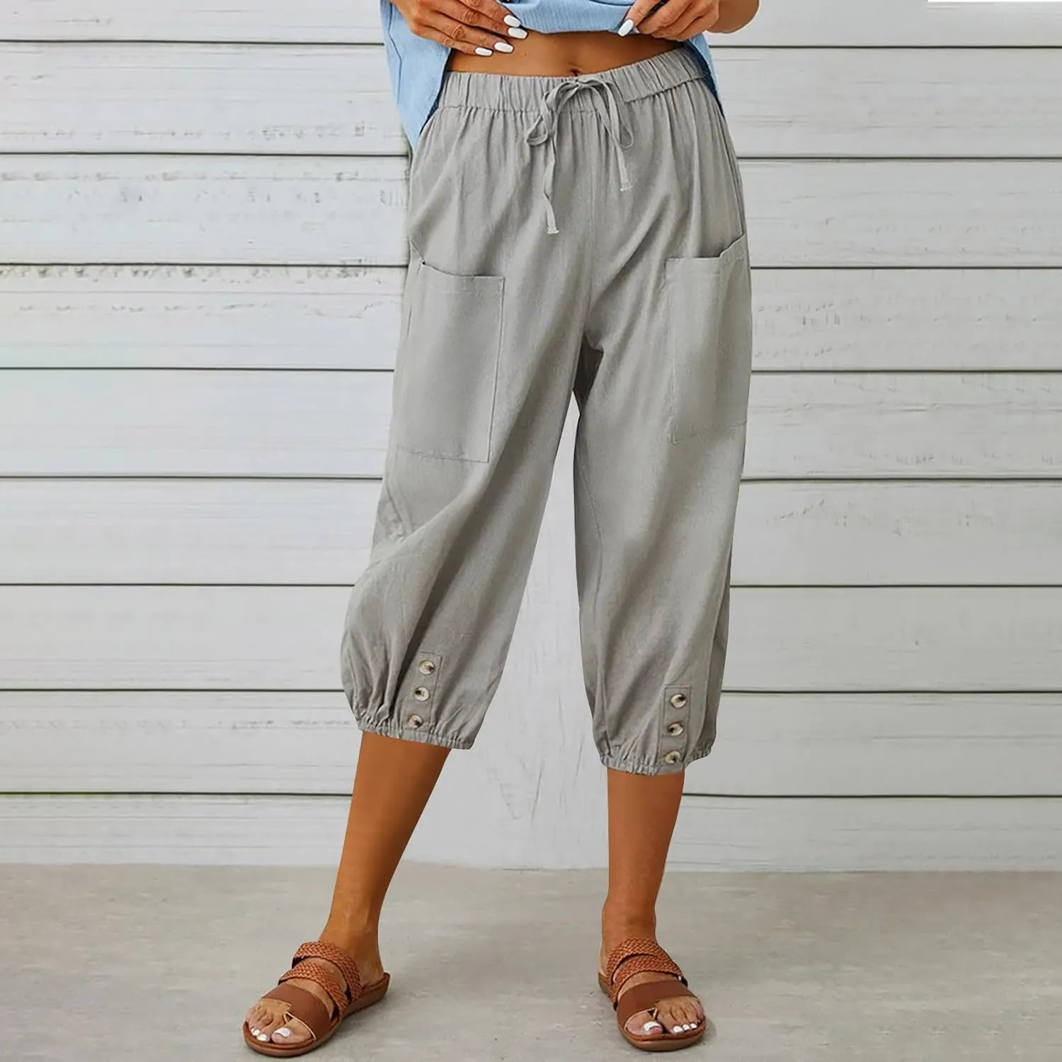 Linen Pants Women Capri Straight Leg Palazzo Pants Beach Trousers for Women Plus Size2 025 High Waisted Trousers