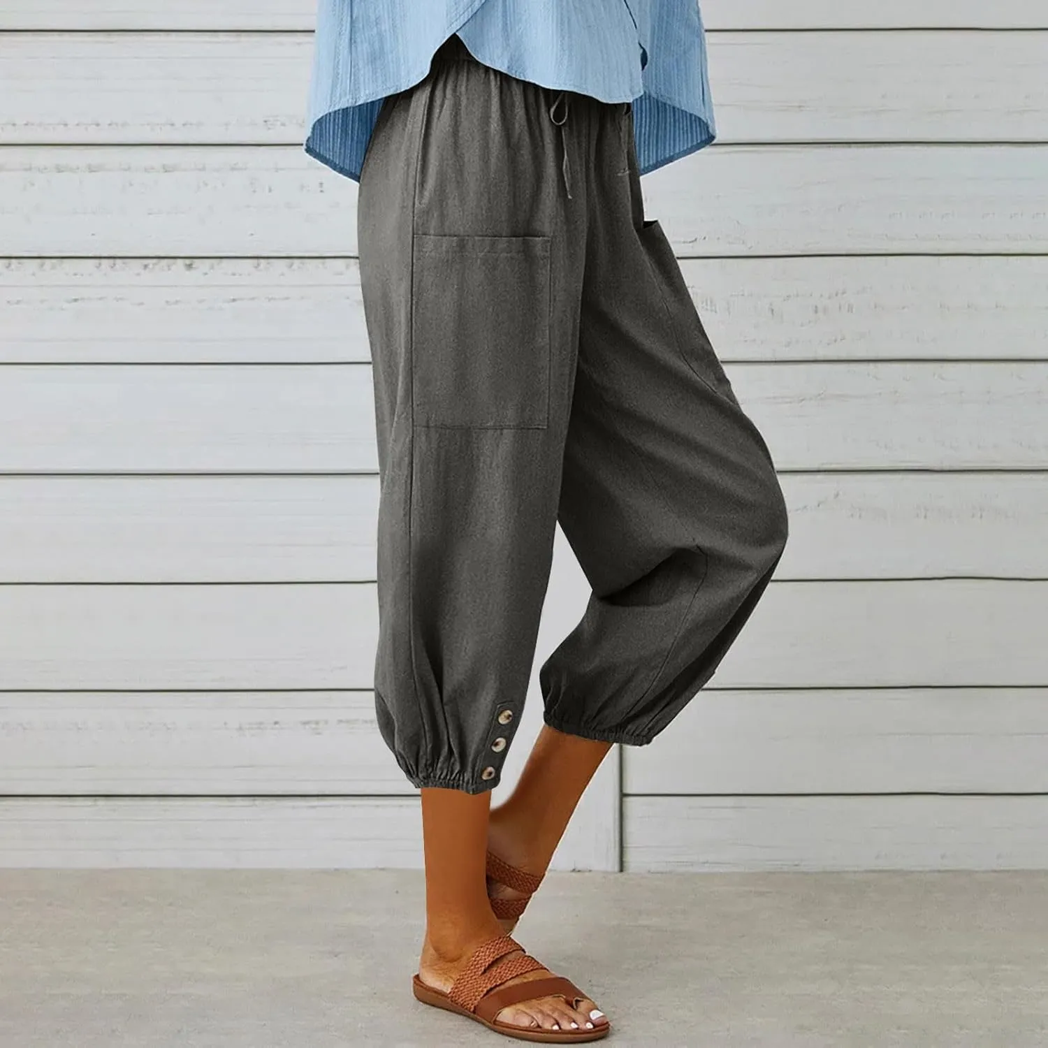 Linen Pants Women Capri Straight Leg Palazzo Pants Beach Trousers for Women Plus Size2 025 High Waisted Trousers