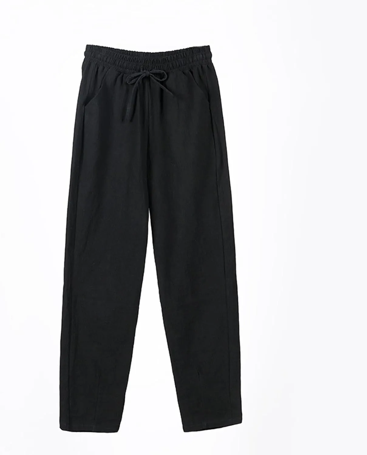 Linen Pants Women Casual Wide Leg Elastic Drawstring Pants Women Lounge Comfy Summer Beach Trousers with Pockets