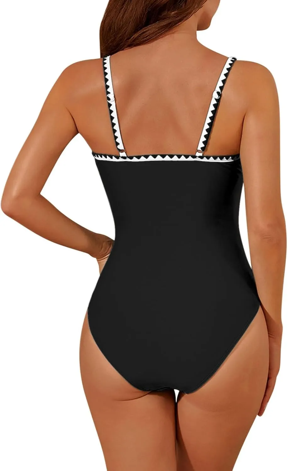 Lmdudan 2025 Women's One Piece Swimsuit Tummy Control Slimming Cheeky Bathing Suit Scoop Neck Backless Ruched Swimwear