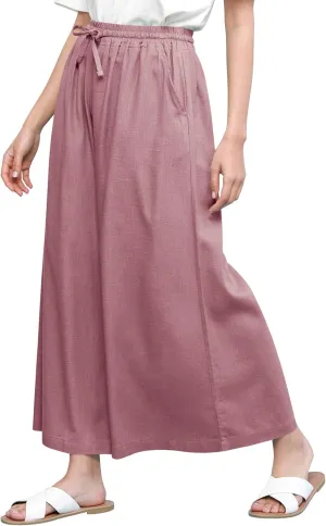 Lock and Love Women's Washed Linen Casual Loose Wide Leg Pants Pocket Pant with Draw String