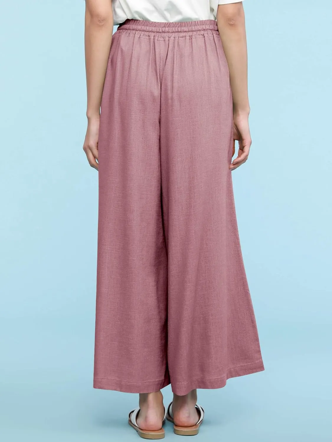 Lock and Love Women's Washed Linen Casual Loose Wide Leg Pants Pocket Pant with Draw String