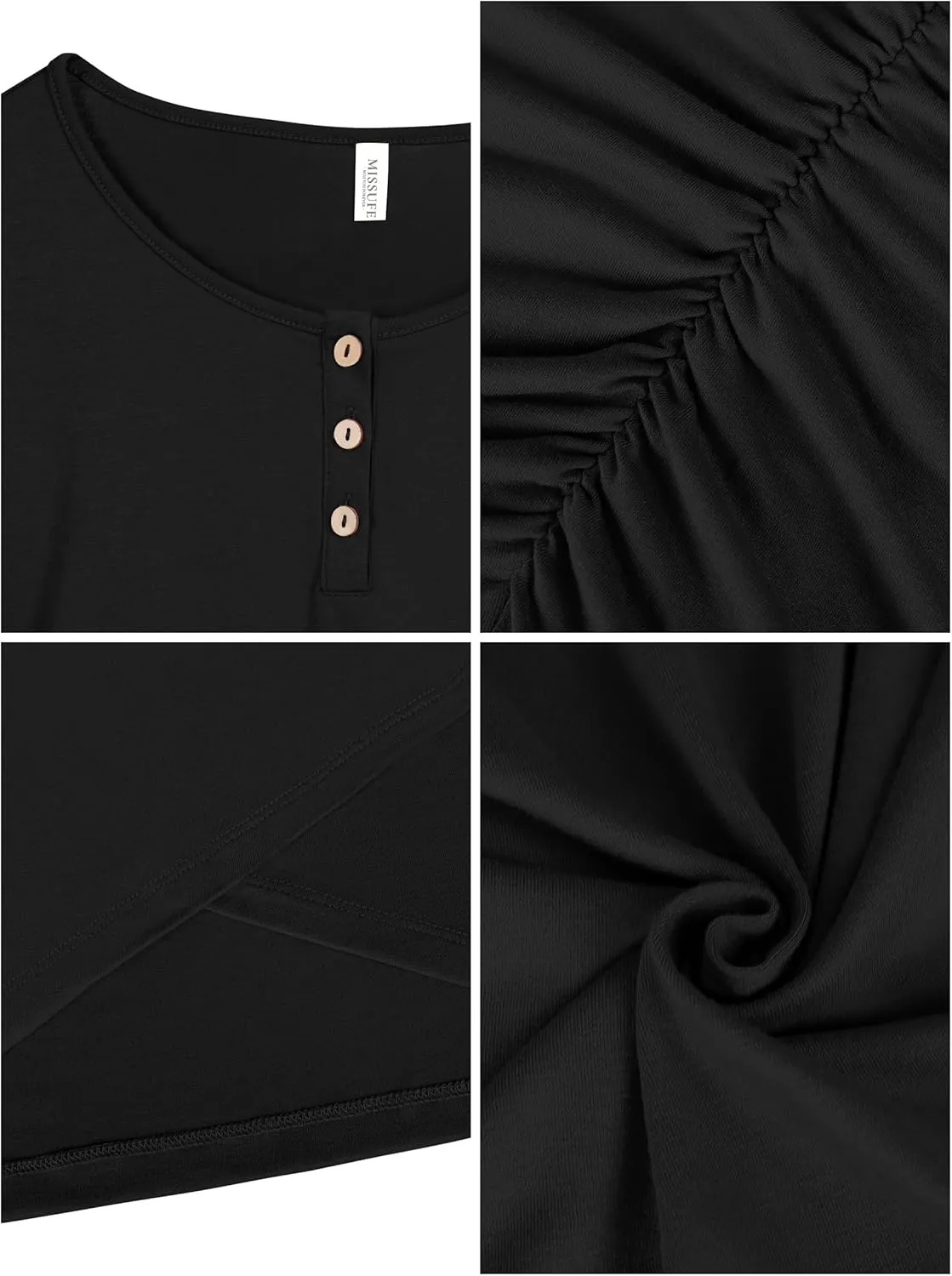 Missufe Women's Summer Button Down Short Sleeve Ruched Bodycon Casual Mini T Shirt Dress