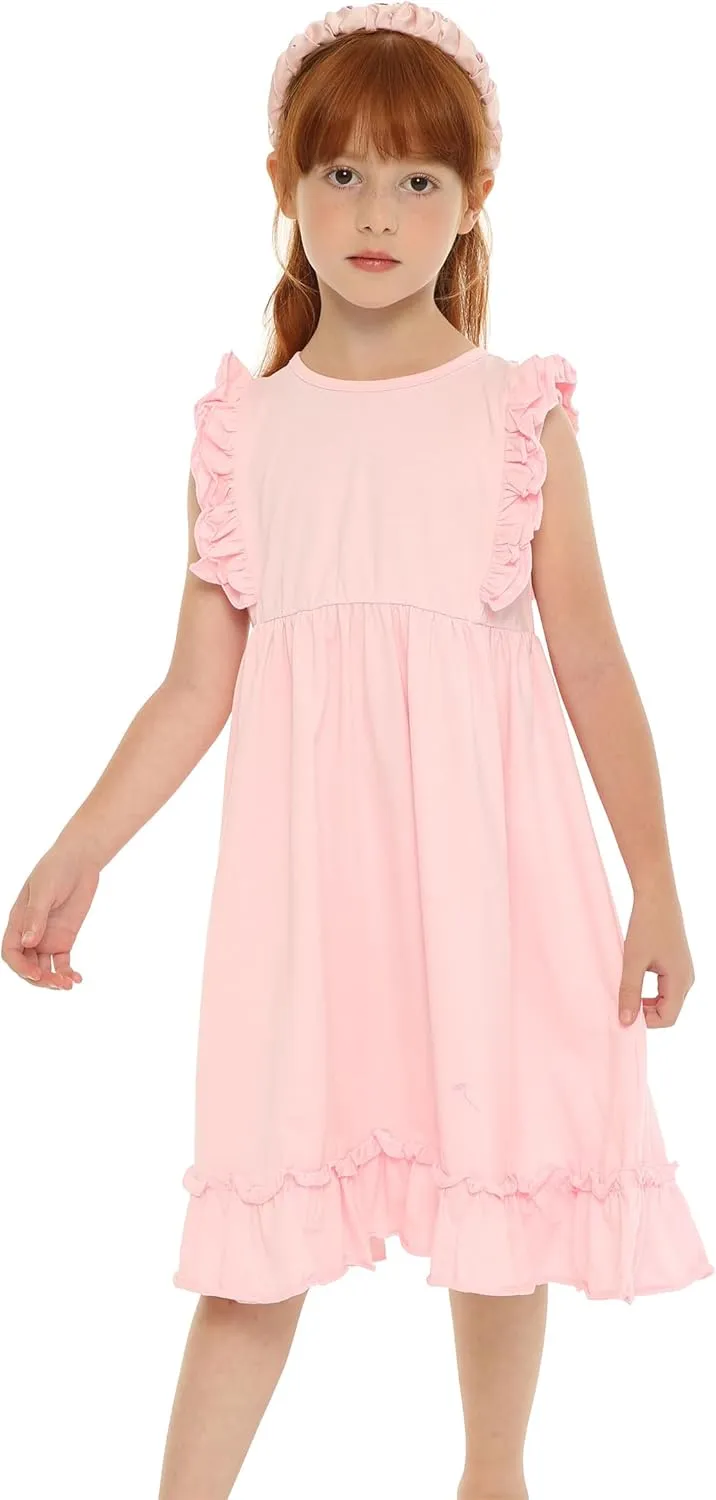 Mud Kingdom Girls Dress 4th of July Cute Independence Day American Flag Ruffle Sleeve Summer Holiday