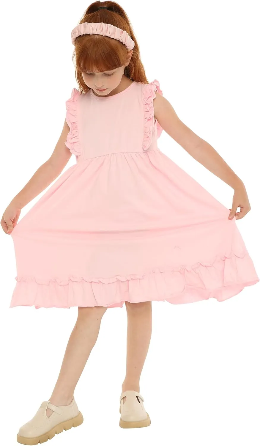 Mud Kingdom Girls Dress 4th of July Cute Independence Day American Flag Ruffle Sleeve Summer Holiday