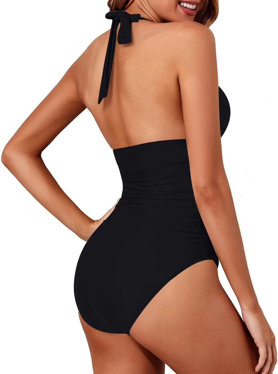 One Piece Bathing Suit for Women Tummy Control Swimsuits for Ladies V Neck Backless 1 Piece Swim Suit Beachwear 2025