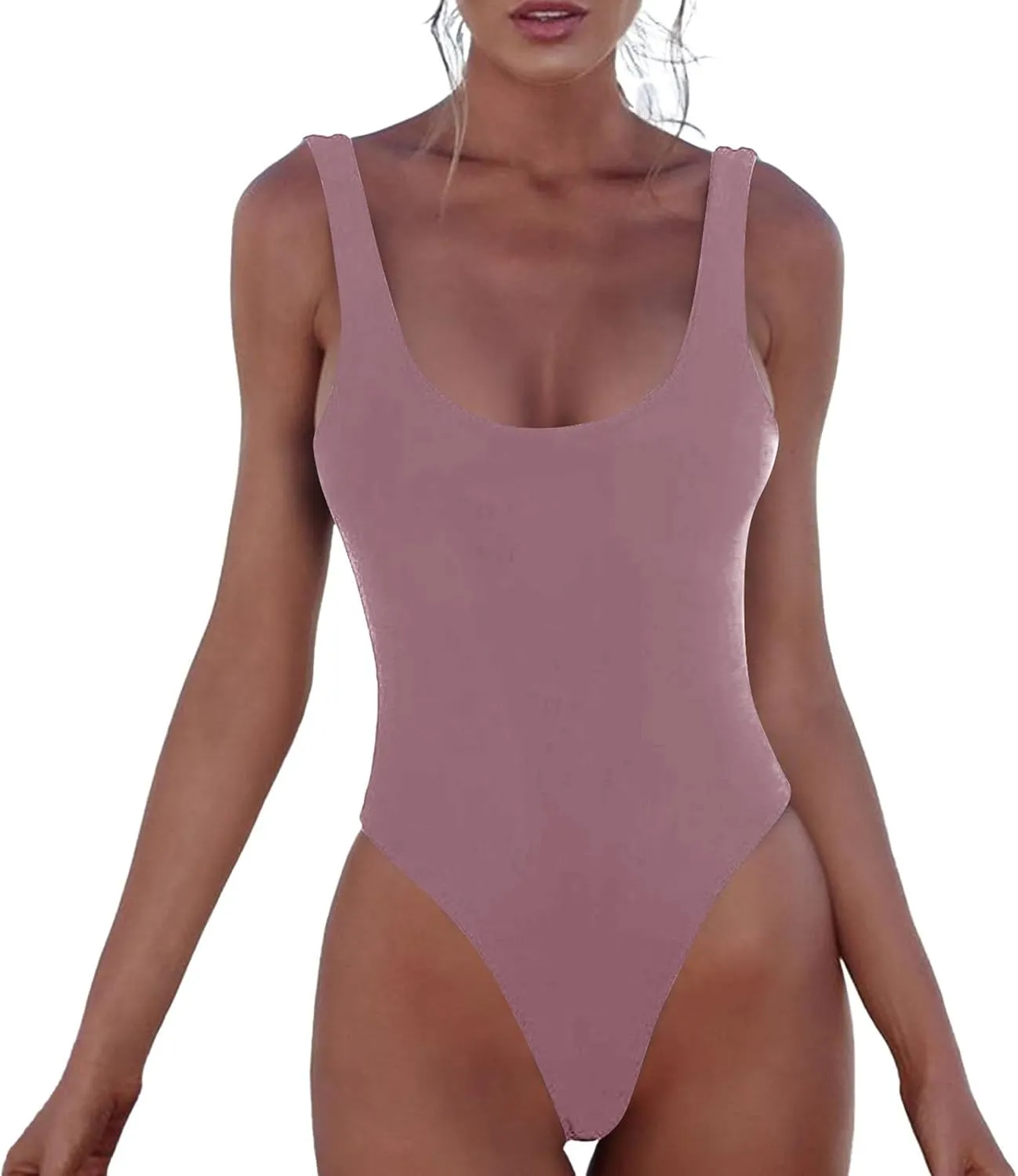 One Piece Swimsuit for Women Tummy Control Bodysuits Sexy Bikini Swimwear Bathing Sleeveless Backless Swimsuits