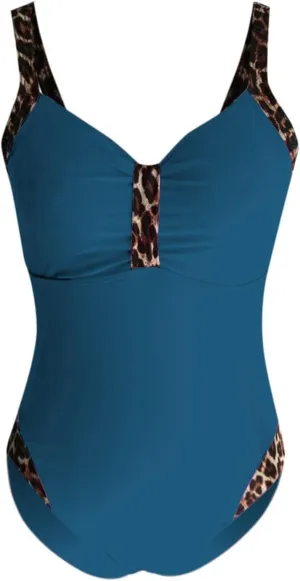 One Piece Swimsuit Women Tummy Control Bathing Suit Slimming Vintage Wrap Swimwear Leopard Printed Straps Swim Suit Long