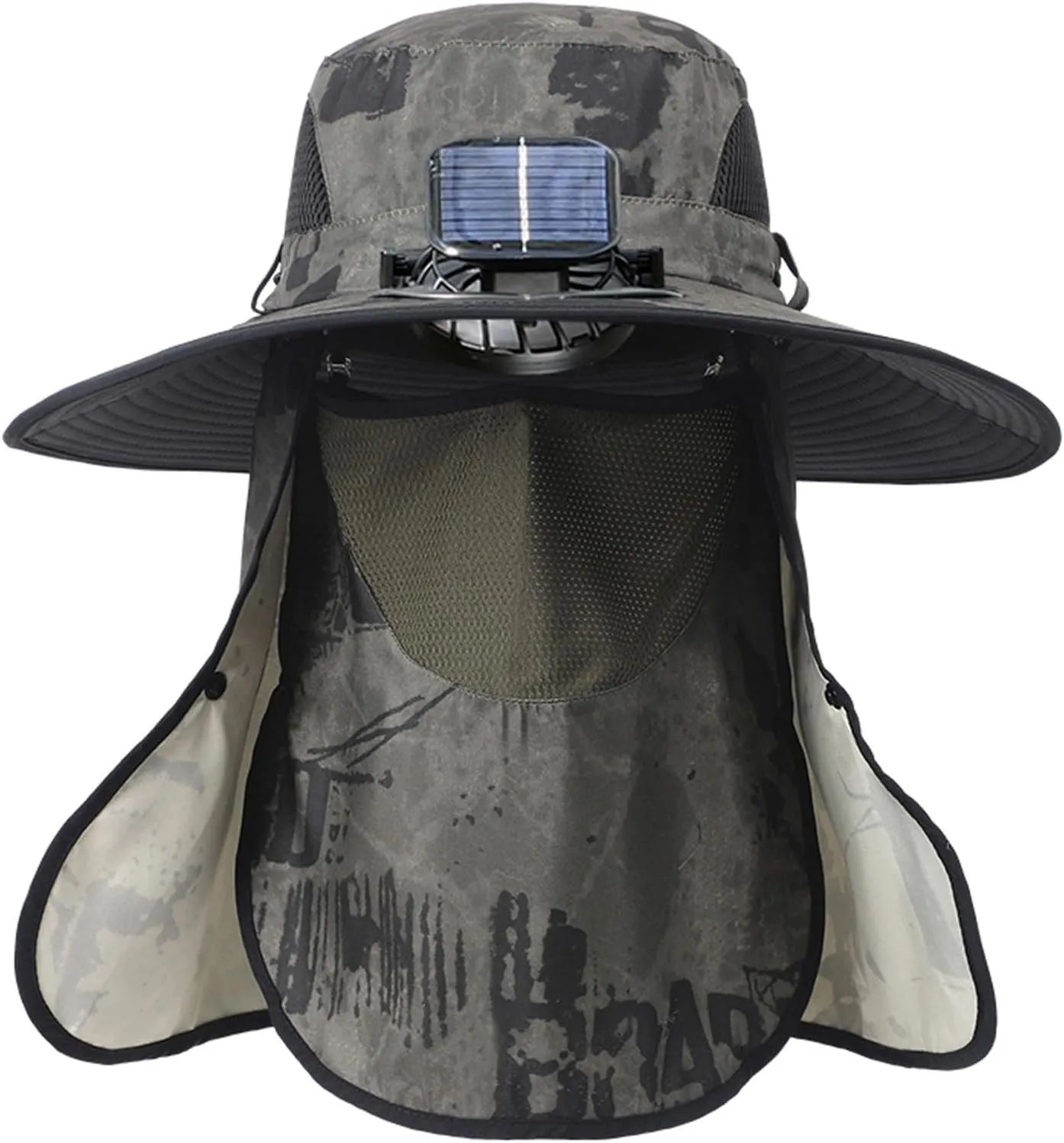 Outdoor Sun Bucket Hat for Men Women Wide Brim Sun Hat with USB Charging Solar Fan UPF 50  Hiking Bucket Fishing Hat