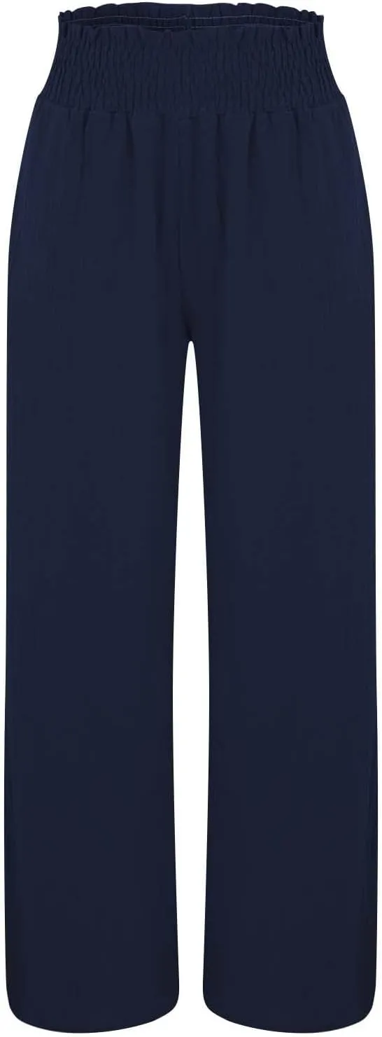 Palazzo Linen Pants Women 2024 High Waisted Wide Leg Boho Trousers Casual Drawstring Loose Workout Pants with Pockets