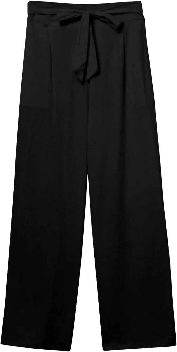 Plus Size Linen Pants for Women Straight Leg Lightweight Summer Pants Casual Loose High Waisted Lounge Pants w/Pockets