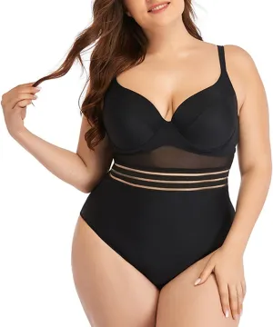 PTOLOCIF Bathing Suit for Women One Piece Tummy Control Swimsuit High Waisted Bathing Suit Cutout Monokini V Neck Swimwear