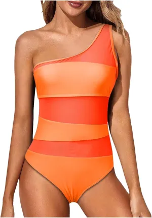 PTOLOCIF Sexy One Piece Swimsuit for Women Ruched High Cut Swimsuit Tummy Control Bathing Suit Monokini One-Piece Swimwear