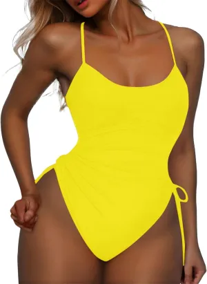 PTOLOCIF Womens One Piece Swimsuits Tummy Control Swimsuits One Shoulder Bathing Suit Modest Full Coverage Keyhole Swimwear