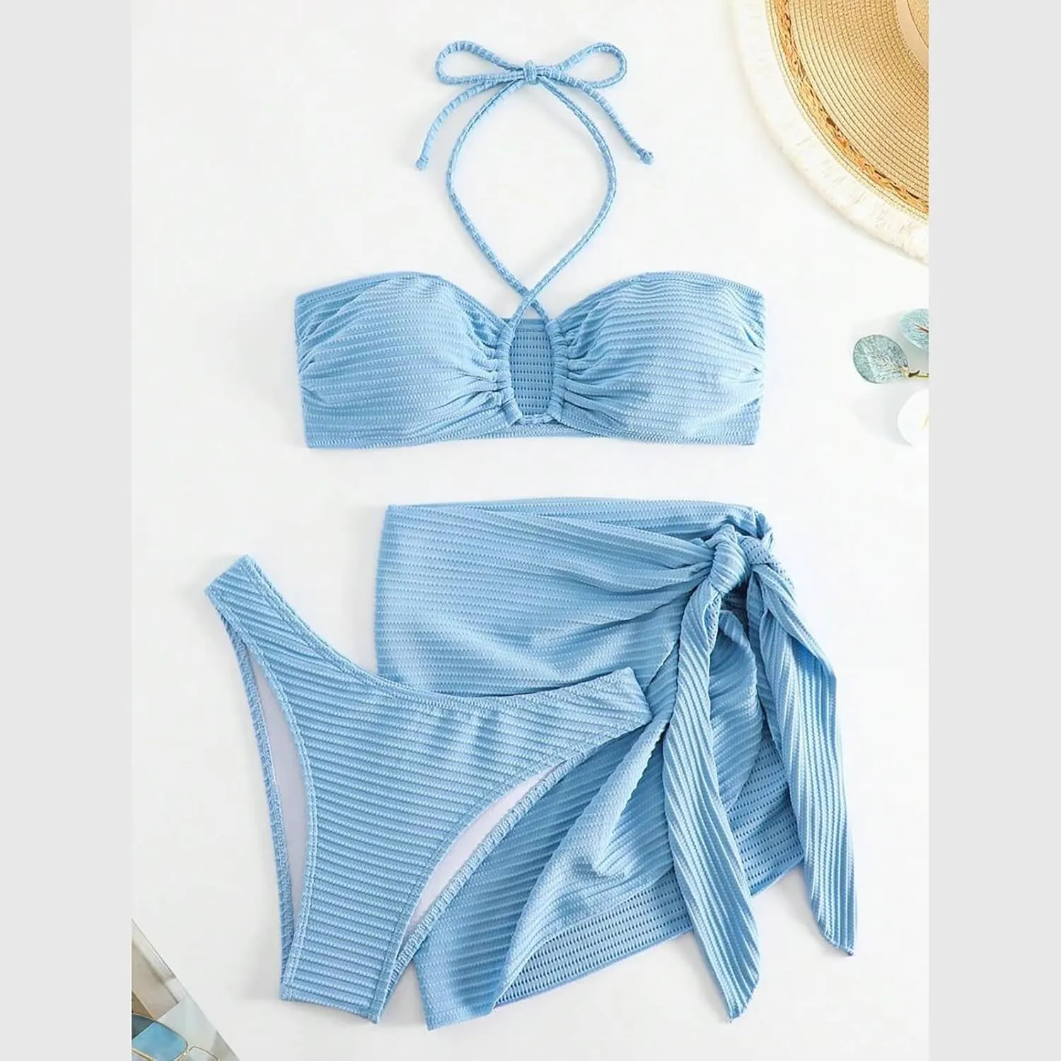 Push Up Bikini Select 3 Piece Bikini Sets for Women Neon Swimsuit Cross Bathing Suit Two Pieces Bandeau Bikinis