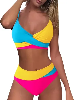 Push Up Bikini Select 3 Piece Bikini Sets for Women Neon Swimsuit Cross Bathing Suit Two Pieces Bandeau Bikinis