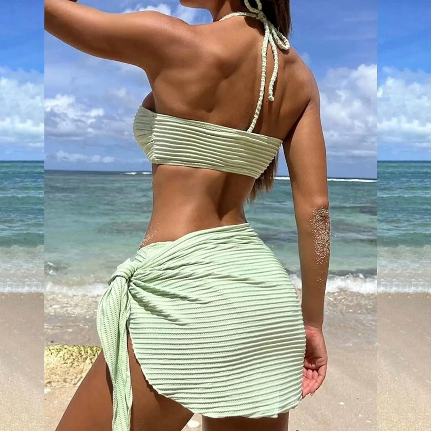 Push Up Bikini Select 3 Piece Bikini Sets for Women Neon Swimsuit Cross Bathing Suit Two Pieces Bandeau Bikinis