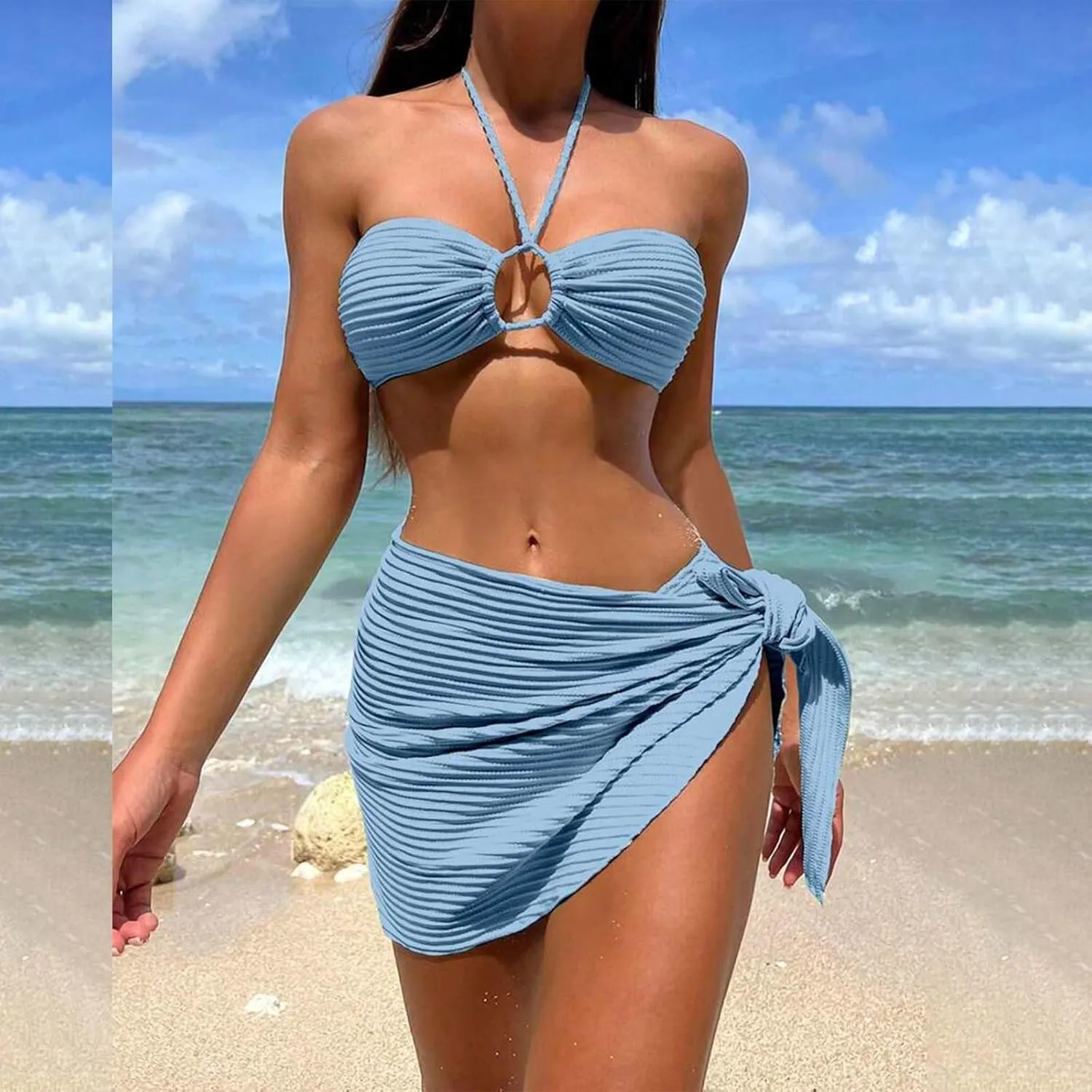 Push Up Bikini Select 3 Piece Bikini Sets for Women Neon Swimsuit Cross Bathing Suit Two Pieces Bandeau Bikinis