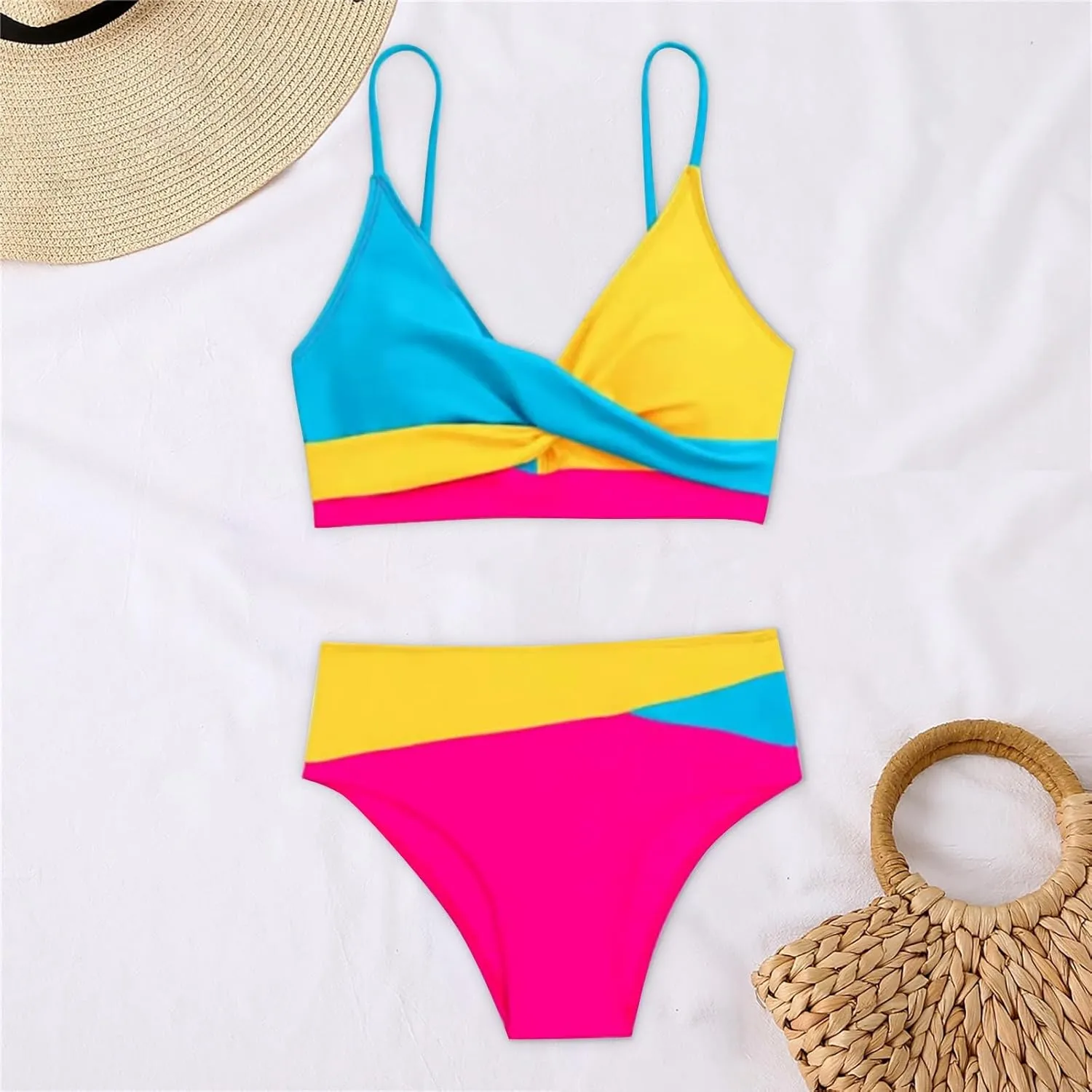 Push Up Bikini Select 3 Piece Bikini Sets for Women Neon Swimsuit Cross Bathing Suit Two Pieces Bandeau Bikinis