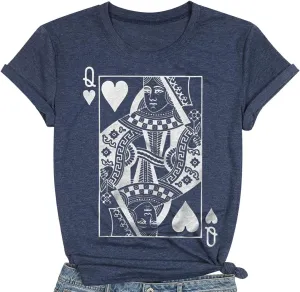 Queen of Hearts T-Shirt for Women Funny Vintage Graphic Tees Cool Cute Queen Tee Casual Short Sleeve Tops Shirts