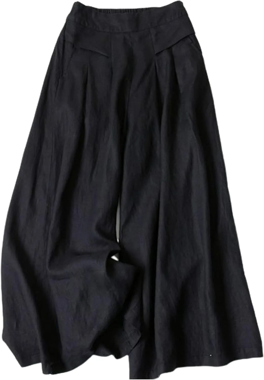 SCUSTY Linen Pants for Women Culottes Capris Wide Leg Palazzo Boho Pants Trousers