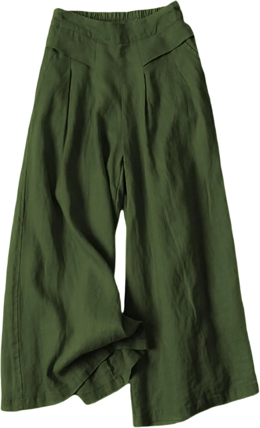 SCUSTY Linen Pants for Women Culottes Capris Wide Leg Palazzo Boho Pants Trousers