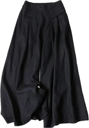 SCUSTY Linen Pants for Women Culottes Capris Wide Leg Palazzo Boho Pants Trousers