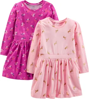 Simple Joys by Carter's Girls' 2-Pack Long-Sleeve Dress Set