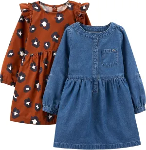Simple Joys by Carter's Girls' 2-Pack Long-Sleeve Dress Set