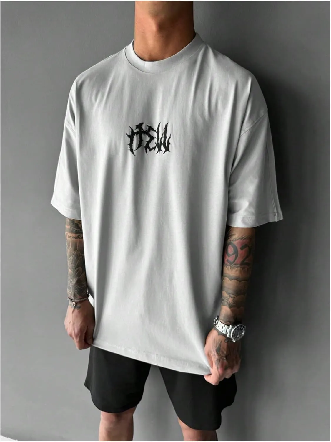SOLY HUX Men's Gothic Crewneck T-Shirt Vintage Graphic Tees Short Sleeve Tops Streetwear