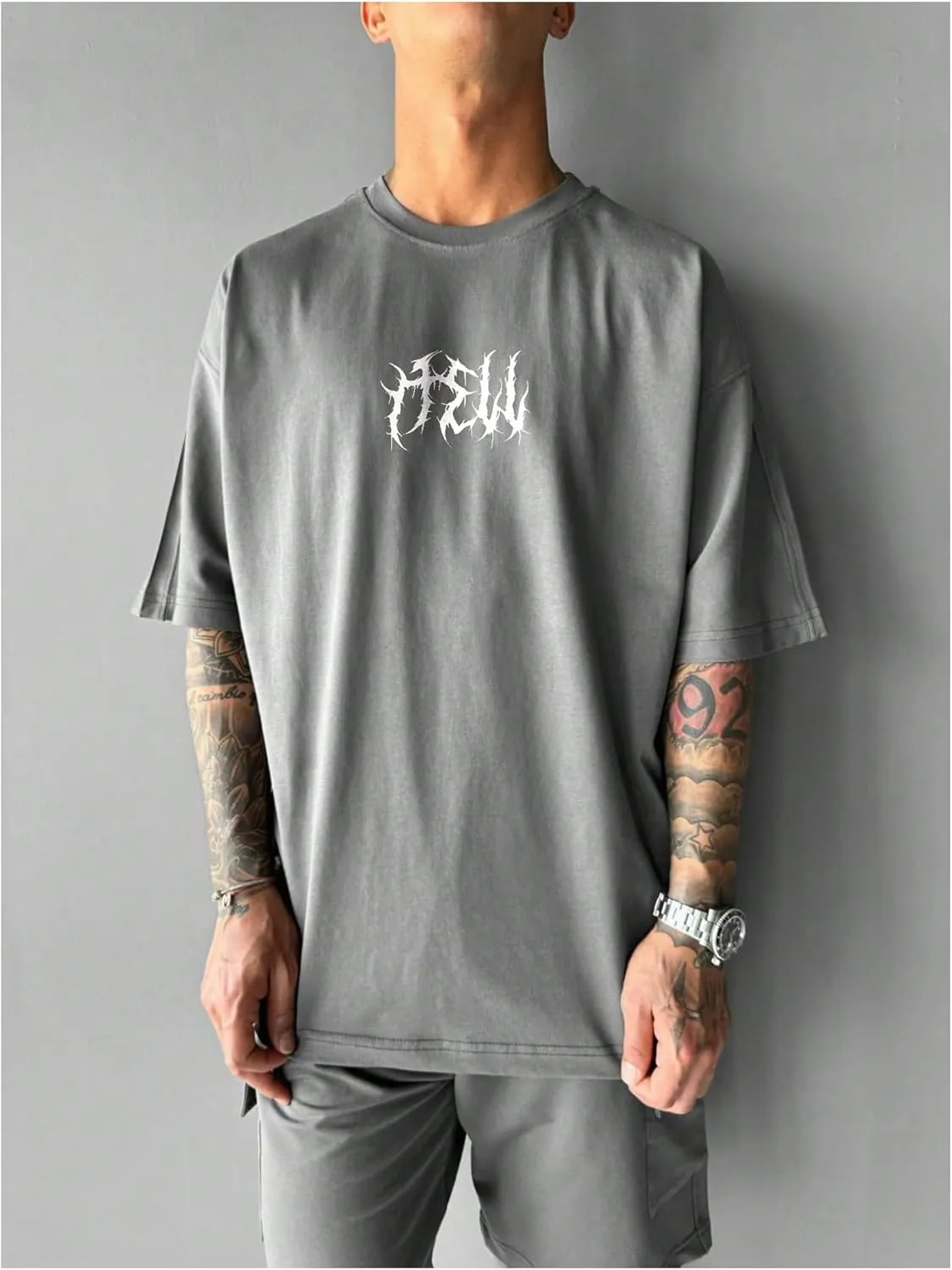 SOLY HUX Men's Gothic Crewneck T-Shirt Vintage Graphic Tees Short Sleeve Tops Streetwear
