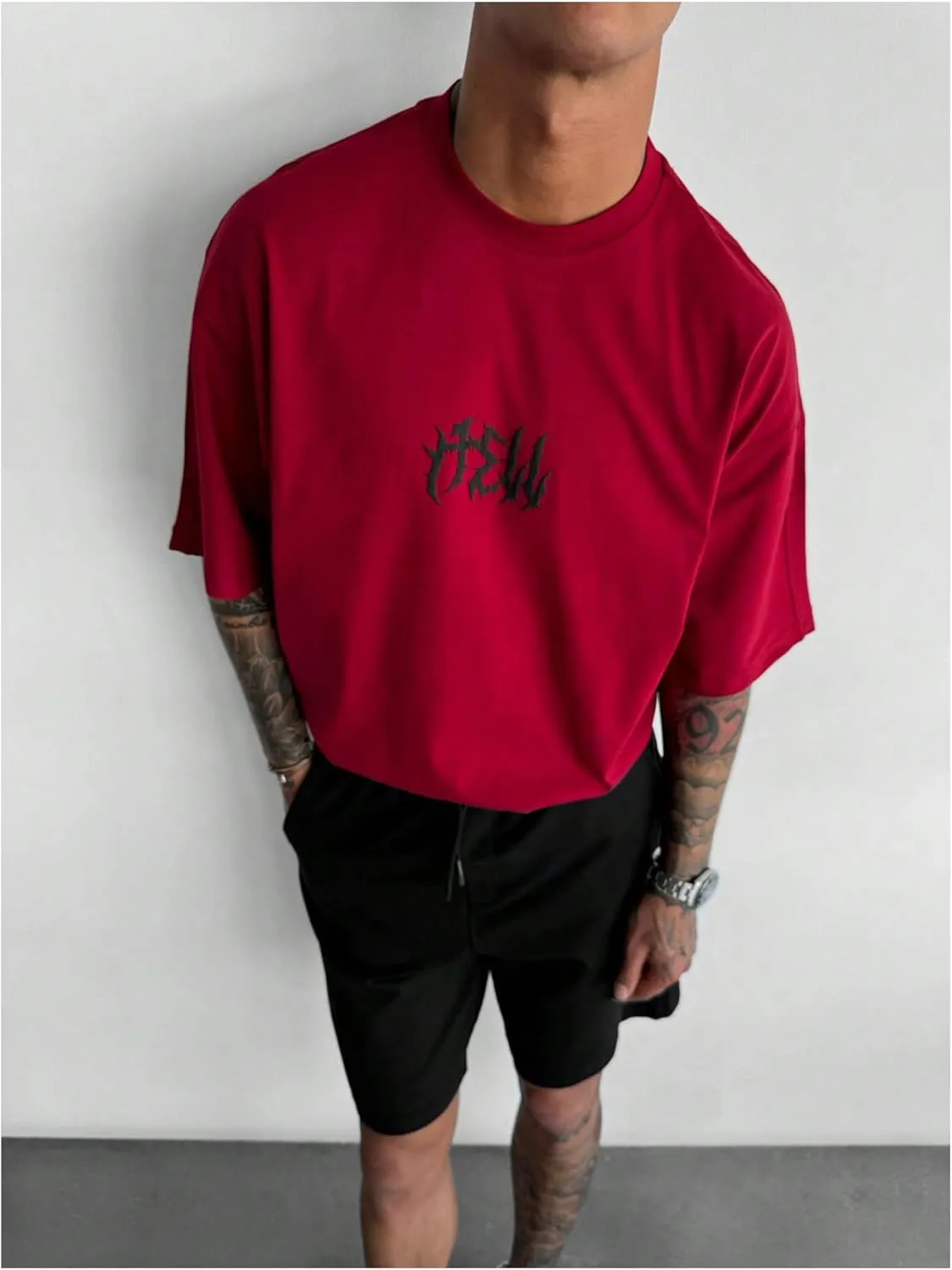 SOLY HUX Men's Gothic Crewneck T-Shirt Vintage Graphic Tees Short Sleeve Tops Streetwear