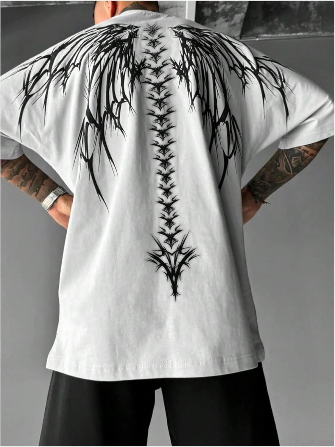 SOLY HUX Men's Gothic Crewneck T-Shirt Vintage Graphic Tees Short Sleeve Tops Streetwear