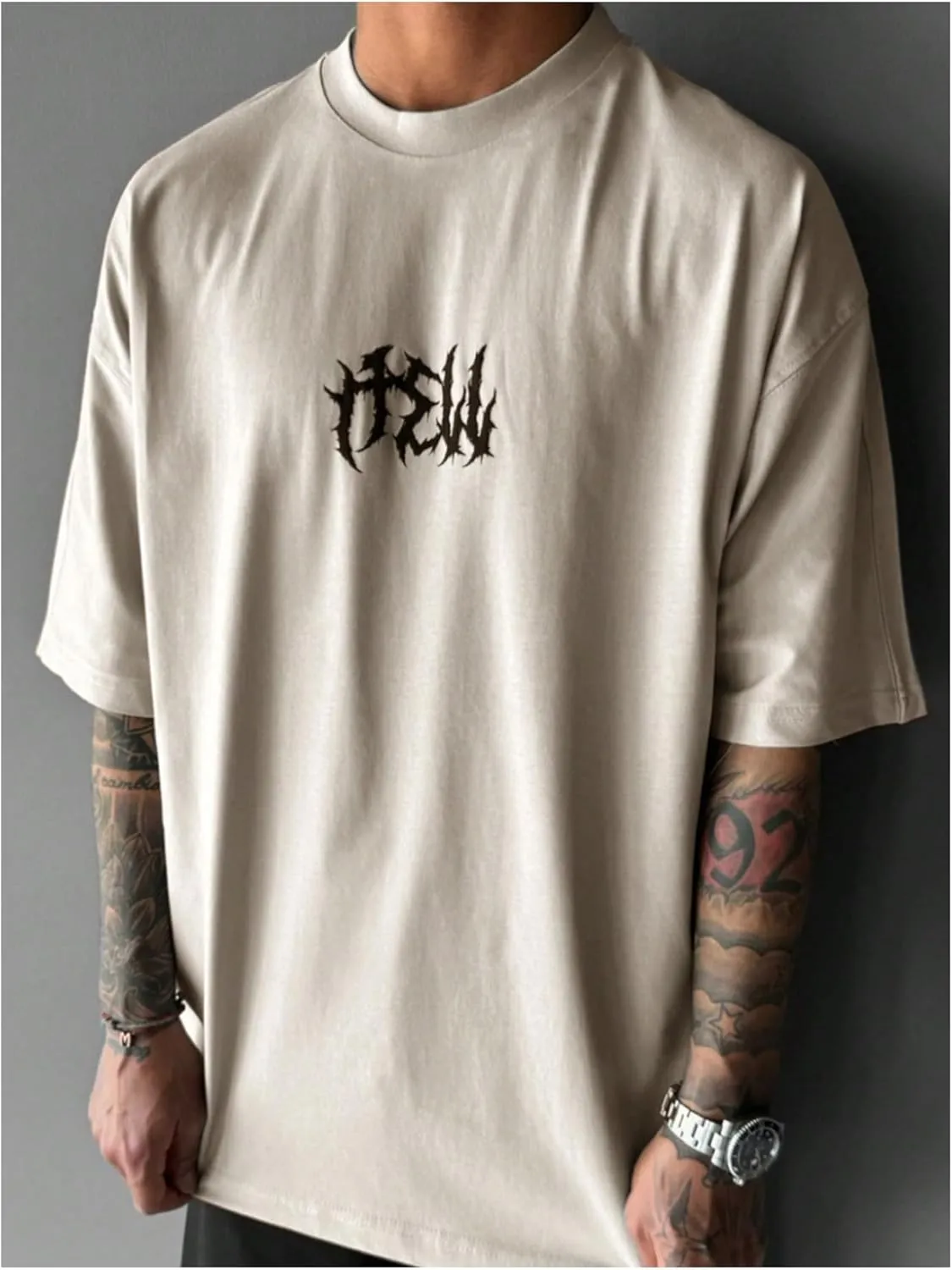 SOLY HUX Men's Gothic Crewneck T-Shirt Vintage Graphic Tees Short Sleeve Tops Streetwear