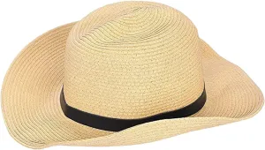 Straw Panama Hat for Women and Men, Fedora Beach Sun Cowboy Hat, Adjustable Roll Up Summer Hat Wide Brim UPF50 