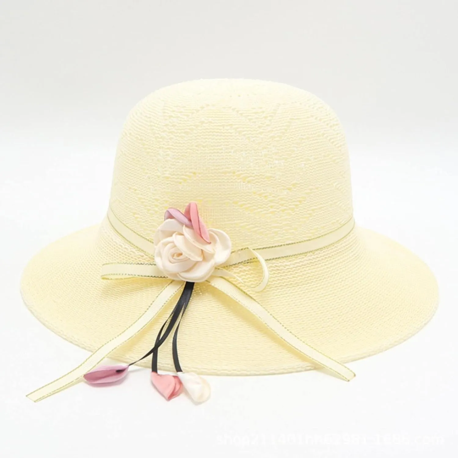 Sun Hat for Women Flowet Straw Sun Hat Summer Beach Hats Wide Brim Vacation Travel Lightweight Breathable